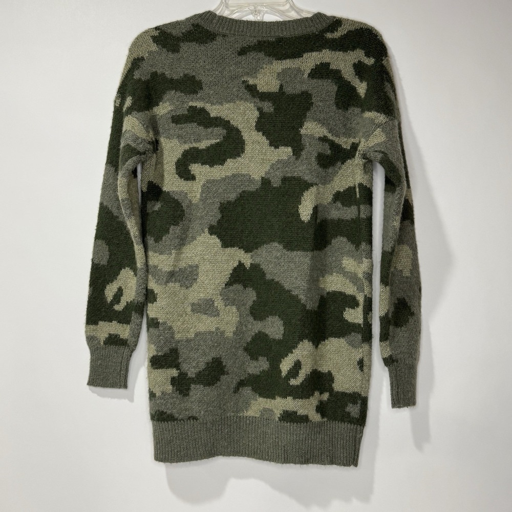 Lucky Brand Sweater Women's Sz S Green Camouflage Wool Blend Button Up Cardigan - Picture 2 of 9